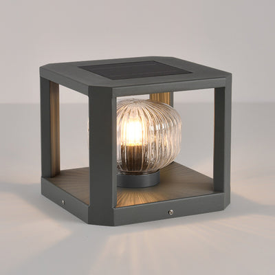 Modern Simplicity Solar étanche en acier inoxydable aluminium verre cube boule 1-lumière éclairage paysager lumière extérieure pour patio extérieur 