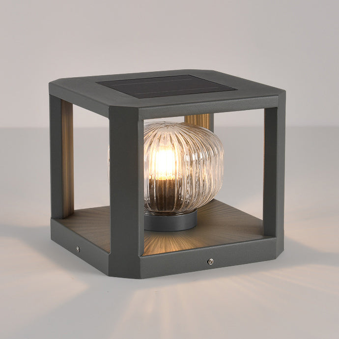 Modern Simplicity Solar étanche en acier inoxydable aluminium verre cube boule 1-lumière éclairage paysager lumière extérieure pour patio extérieur 