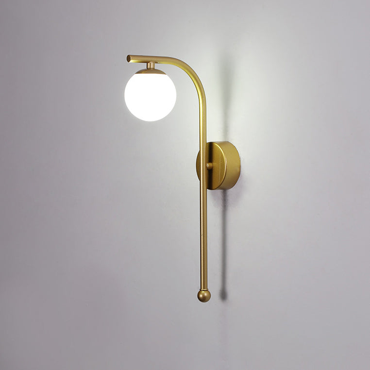 Lampe murale contemporaine de luxe avec abat-jour sphérique en acrylique, fer et aluminium à 1 lumière pour chambre 