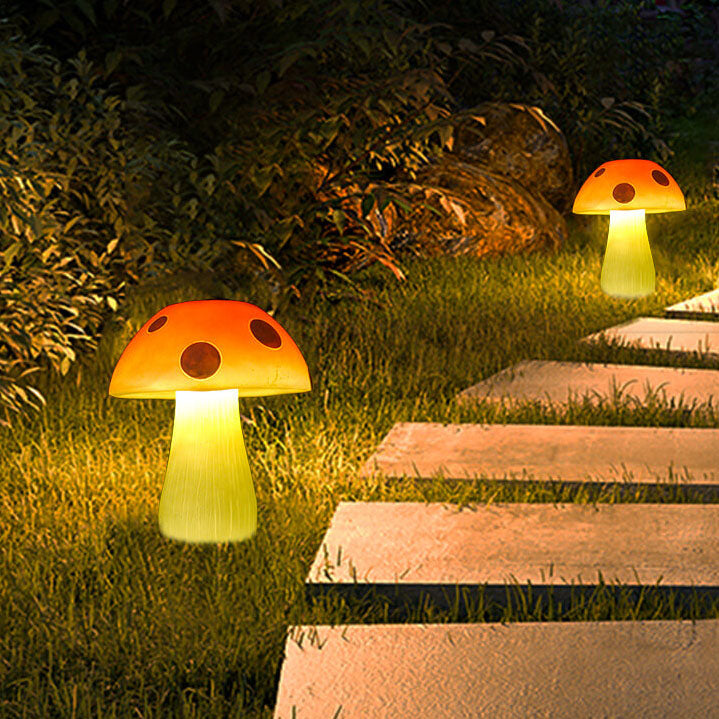 Luz de jardín solar LED de resina con forma de hongo impermeable para exteriores 