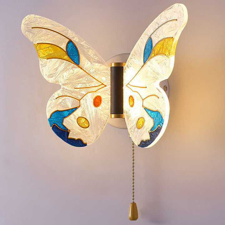 Zeitgenössische kreative Schmetterling Emaille farbige Acryl Flügel Eisen LED Wandleuchte Lampe für Wohnzimmer 