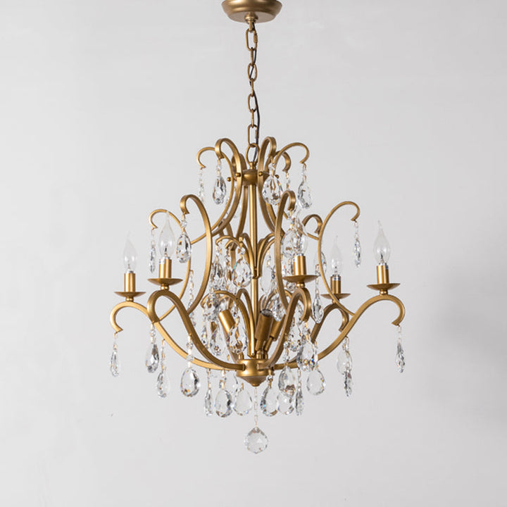 Chandelier traditionnel français avec cadre rond en cristal et fer, 5/9/12 lumières pour salon 