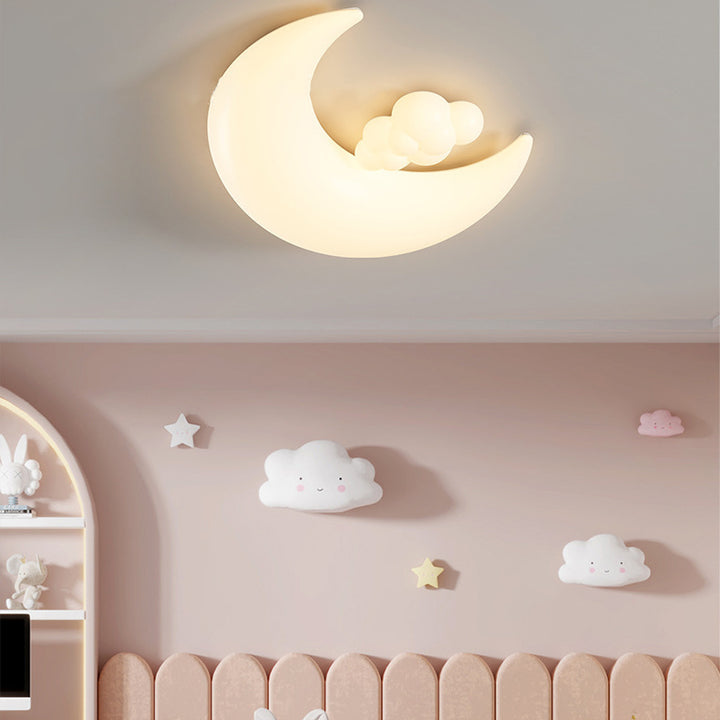 Moderne Art Deco Mond geformt Eisen Acryl LED Unterputz Deckenleuchte für Schlafzimmer 