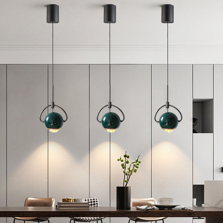 Luz colgante LED de vidrio de aluminio esférico giratorio minimalista moderno para dormitorio 