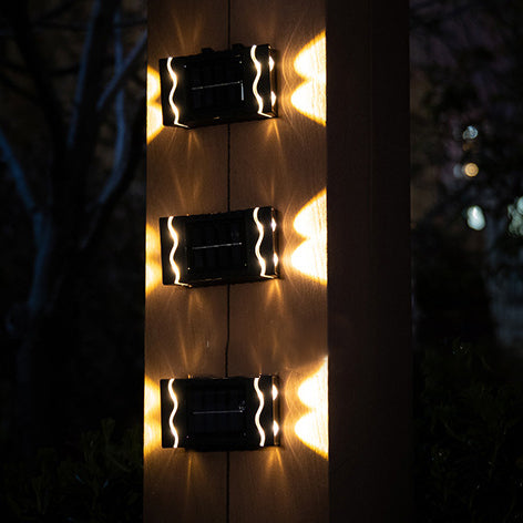 Traditionelle Bauernhaus wasserdichte Solar ABS PS Quader LED Wandleuchte Lampe für Garten 