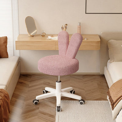 Zeitgenössischer kreativer runder Stuhl mit Kaninchenohren aus Metall, Lammwolle und Schaumstoff, drehbar für das Wohnzimmer 