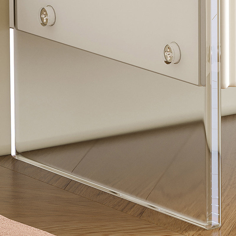 Table de chevet moderne de luxe rectangulaire en acrylique verre trempé bois massif 1 tiroir pour chambre 