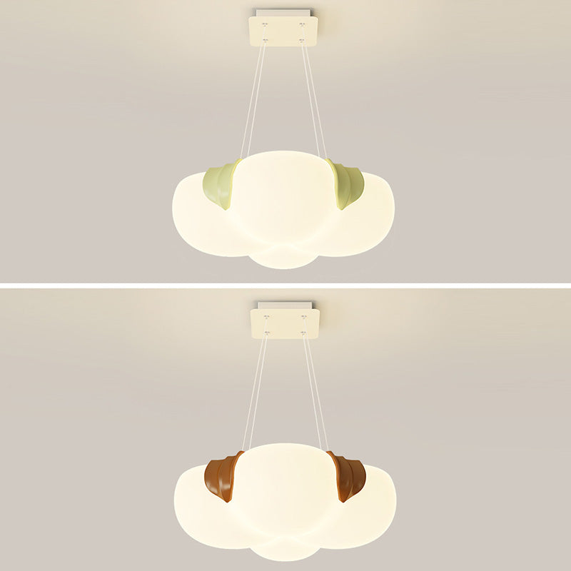 Moderna lámpara de araña LED de hierro PE con forma de flor burbuja Art Deco para dormitorio 