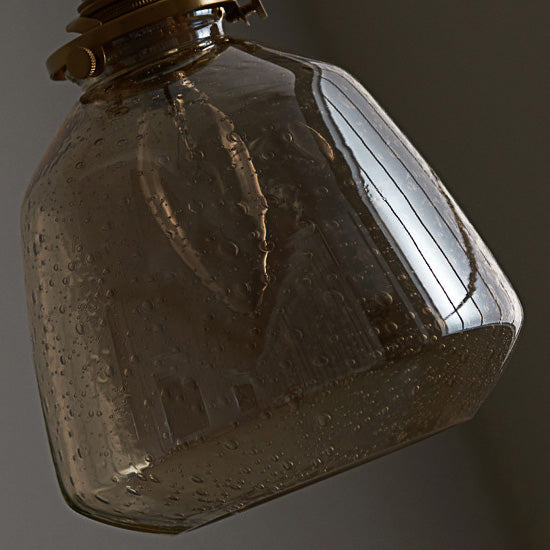 Traditional Japanese Brass Glass Air Bubble Round Terete 1-Light Pendant Light For Dining Room