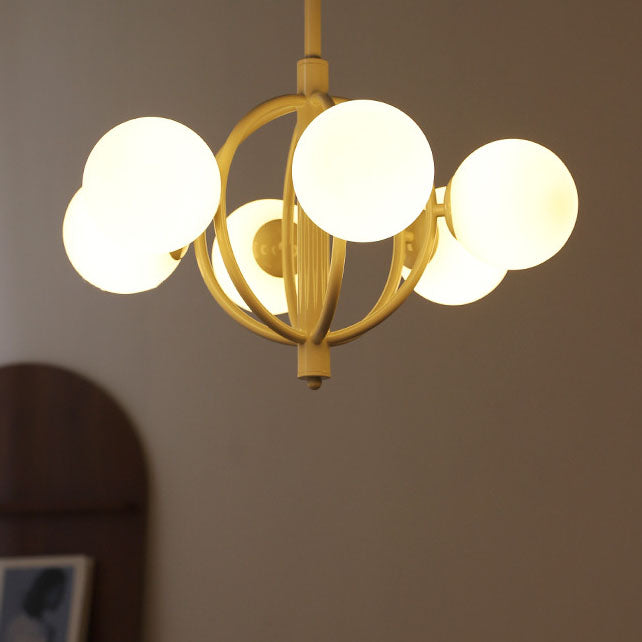 Moderner Übergangsleuchter aus Eisen und Glas mit 6 Lichtern für das Wohnzimmer 