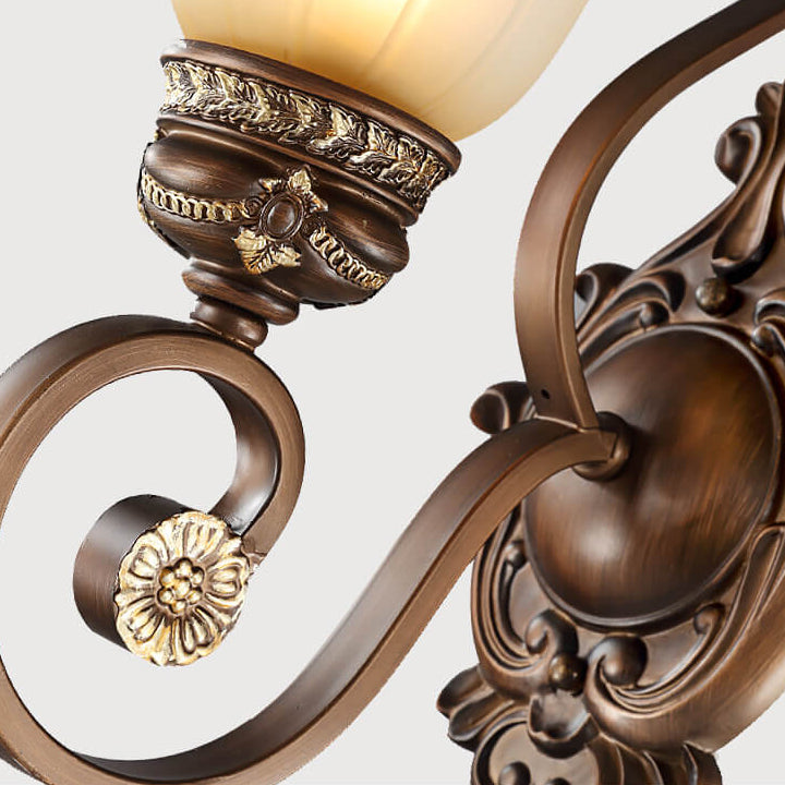 Traditionelle Vintage Eisen Glas Blumenform 1-Licht Wandleuchte Für Flur 