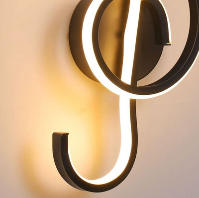 Modern Art Deco Music Note Soft Silicone Lampshade LED Wall Sconce Lamp For Bedroom