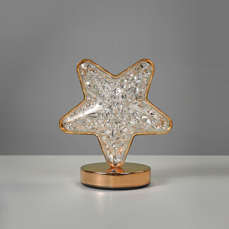 Lampe de table LED moderne Art Déco en métal avec cristal étoile lune pour chevet 