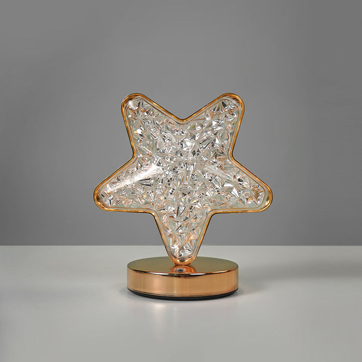 Lampe de table LED moderne Art Déco en métal avec cristal étoile lune pour chevet 