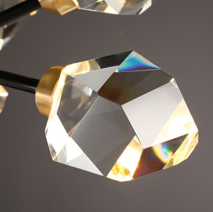 Lustre contemporain en cristal de cuivre irrégulier de branche scandinave 6/9/12/15/18 lumières pour salon 