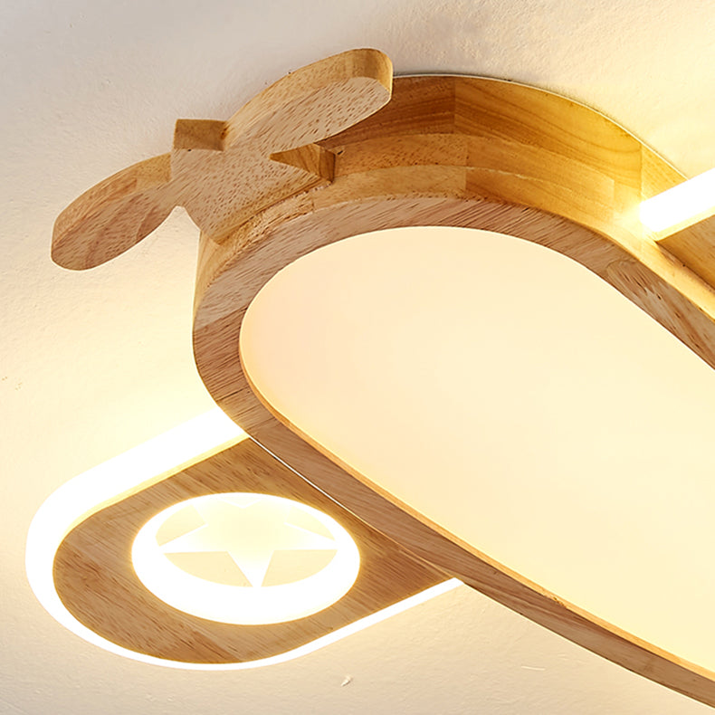 مصباح سقف للأطفال عصري بإضاءة LED من الأكريليك على شكل طائرة نحلة كرتونية بتصميم خشبي إبداعي لغرفة المعيشة 