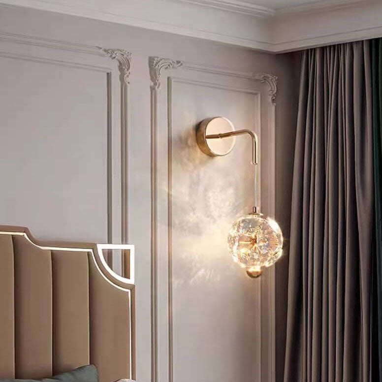 Lámpara de pared de cristal LED de hardware moderno de lujo para dormitorio 