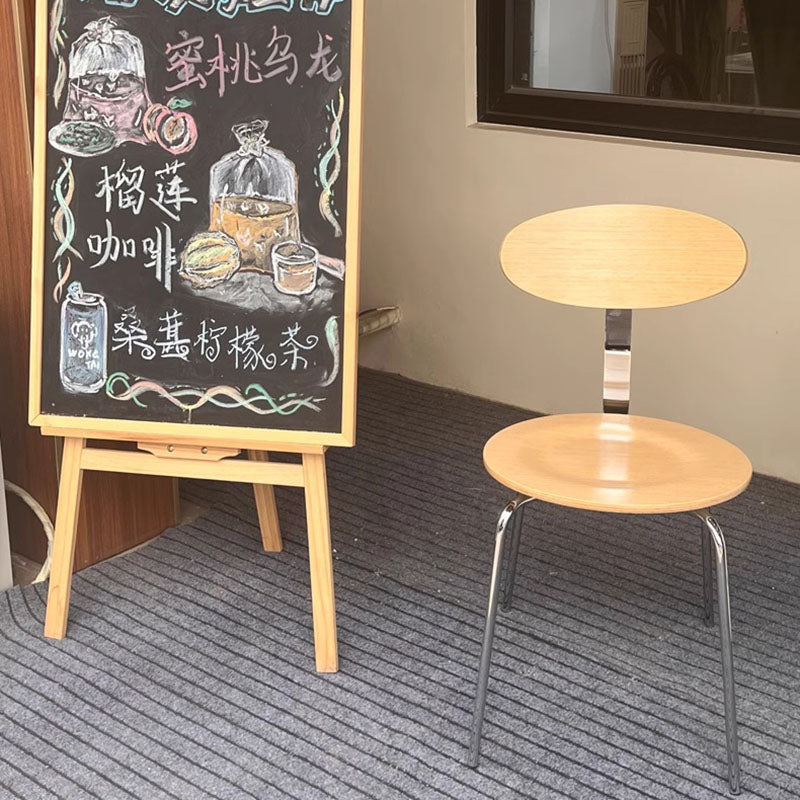 Chaise de salle à manger contemporaine en bois nordique en acier inoxydable avec dossier rond pour salle à manger 