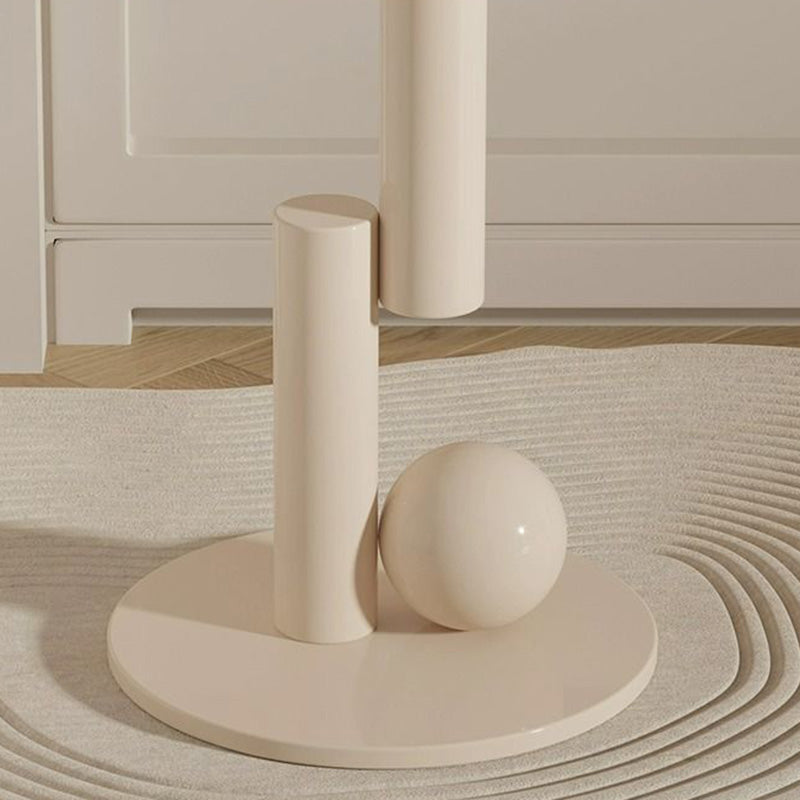Zeitgenössischer kreativer runder Zylinder-Orb-Felsplatte-Kaffeetisch aus Kohlenstoffstahl für das Wohnzimmer 