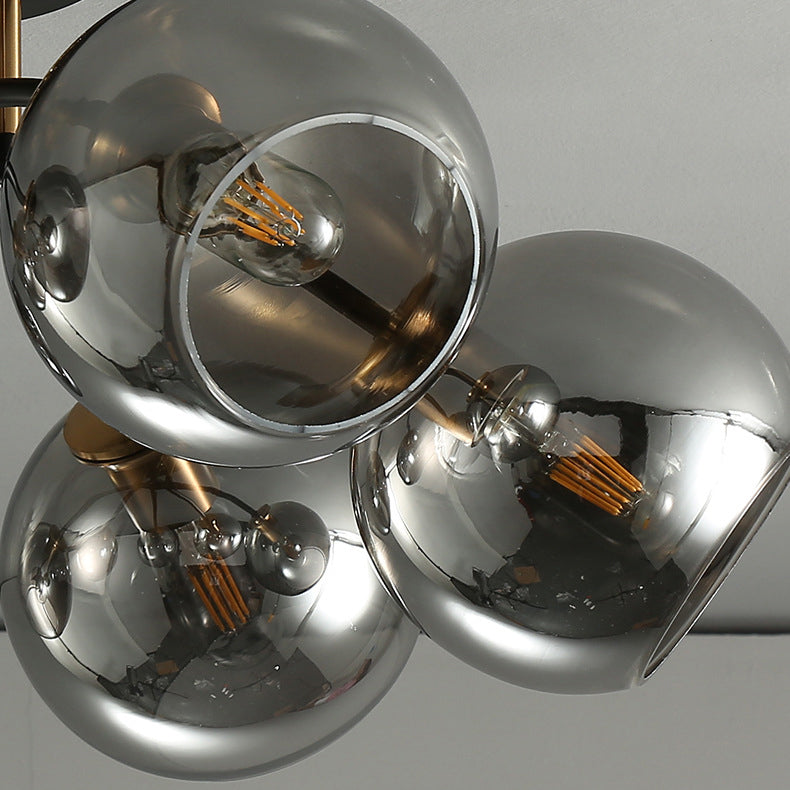 Lustre de plafond semi-encastré en fer et verre rond à branches contemporaines de luxe 4/6/8 pour chambre 