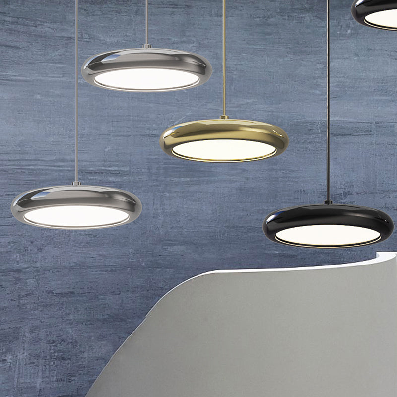Moderne minimalistische Edelstahl-Aluminium-Disc-Shade LED-Insel-Licht-Kronleuchter für Wohnzimmer 