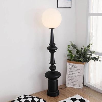 Vintage Sphere Roman Chess Column Base 1-Light Standing Floor Lamp