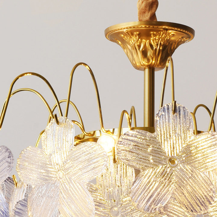 Lustres traditionnels en fer et verre rond à fleurs 5/6 lumières pour chambre 
