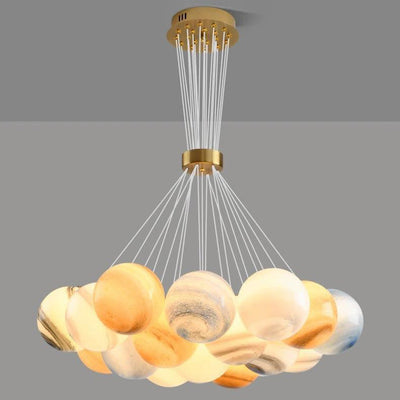Zeitgenössischer kreativer Mondglas-Kronleuchter mit 7/13/19 Lichtern für Wohnzimmer 