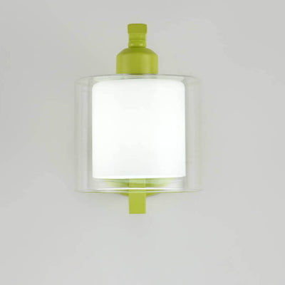Moderne Art Deco grüne Zylinderbecher Glas Metall 1-Licht Wandleuchte für Schlafzimmer 