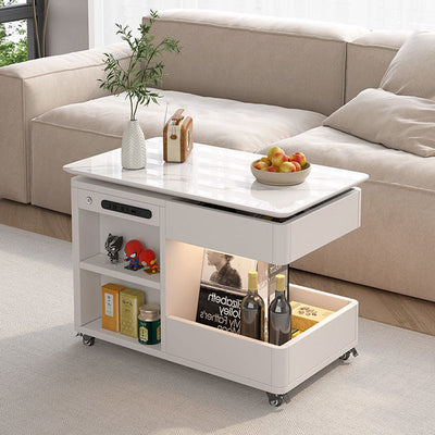 Table d'appoint moderne minimaliste rectangulaire en métal et bois avec 2 tiroirs pour salon 