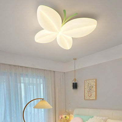 Modern Art Deco Butterfly Design Iron PE LED Flush Mount Ceiling Light For Bedroom