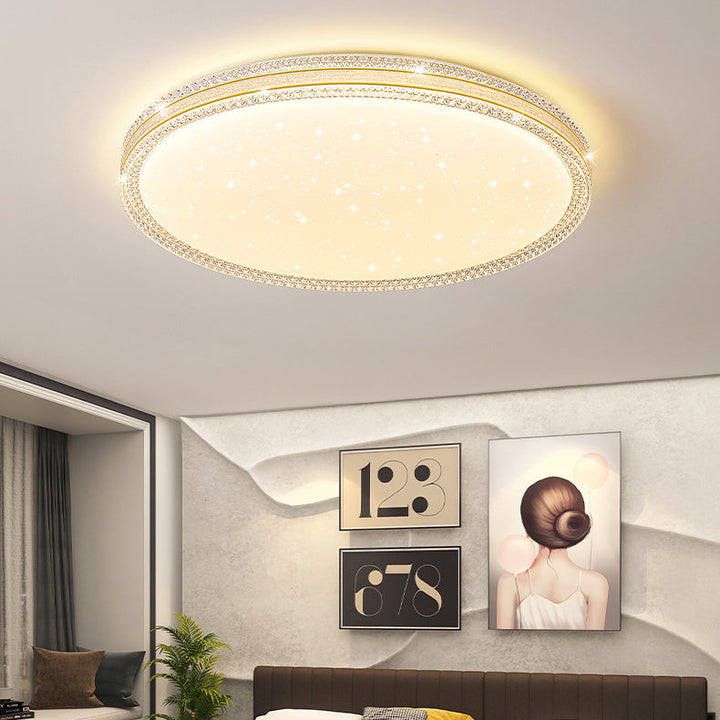 Contemporary Scandinavian Iron Acrylic Round Square Acrylic Skeleton Border LED Flush Mount Ceiling Light For Living Room