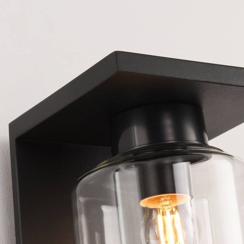 Lampe murale contemporaine industrielle étanche en acier inoxydable solaire avec cylindre en verre à 1 lumière pour patio extérieur 