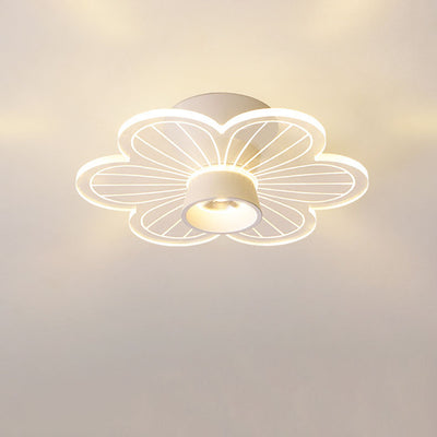 Modern Minimalist Round Rose Flower Iron Acrylic LED Flush Mount Ceiling Light For Living Room