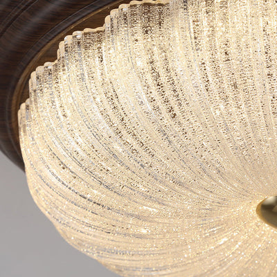 ضوء سقف مثبت بمصابيح LED بتصميم دائري تقليدي قديم من الكريستال والزجاج والحديد مع حبيبات خشبية للماء لغرفة المعيشة 