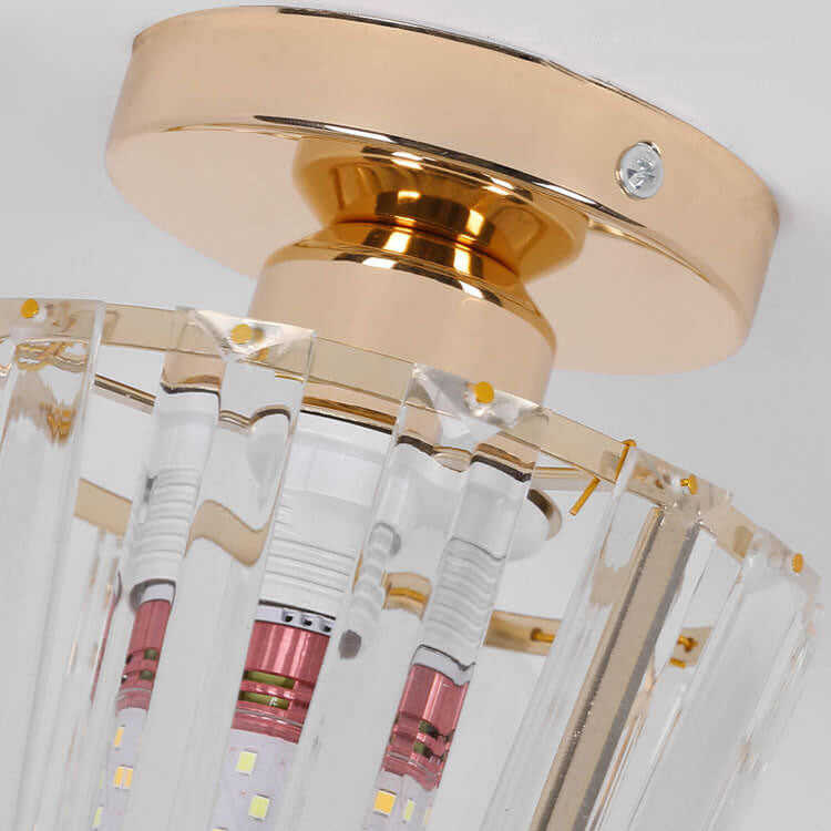 Nordic Minimalist Striped Crystal Cylinder Hardware 1-Light Semi-Flush Mount Ceiling Light