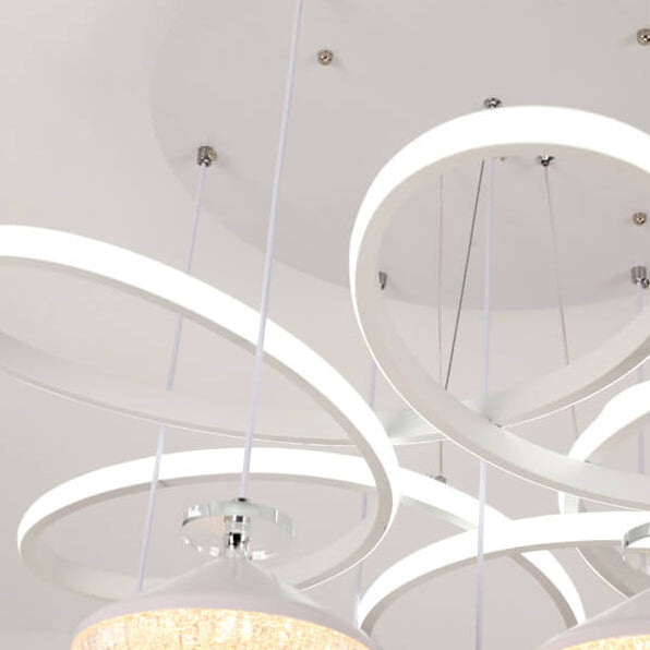 Lustre LED ovale en fer de luxe moderne pour salon 