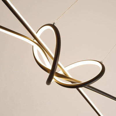 Lustre contemporain en aluminium de luxe avec bande LED en spirale pour îlot, pour salon 