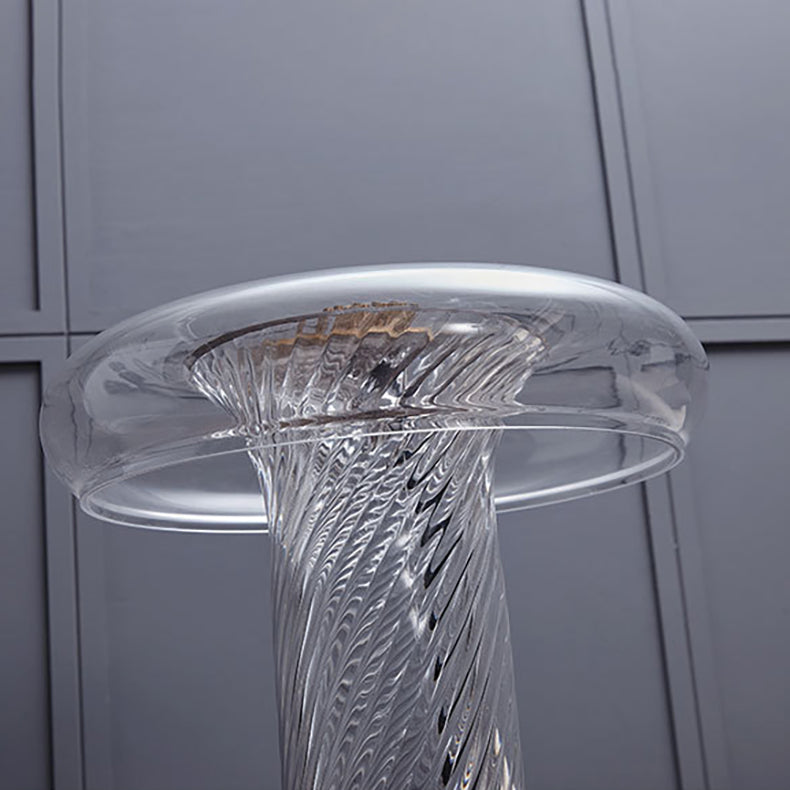Lampe de table LED en verre de fer à rayures courbées en cercle cylindrique scandinave contemporain pour chambre 
