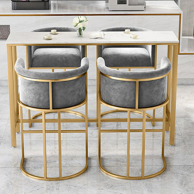 Dossier de chaise en velours métallique demi-rond nordique contemporain avec accoudoirs pour salle à manger 