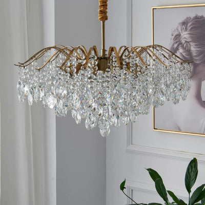 Contemporary Scandinavian Branch Crystal Iron 6/10/11/14 Light Chandelier For Bedroom