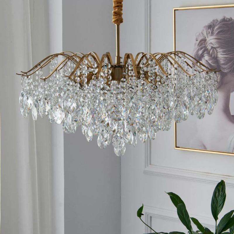 Contemporary Scandinavian Branch Crystal Iron 6/10/11/14 Light Chandelier For Bedroom