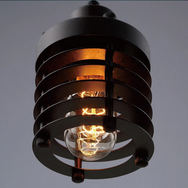 Zeitgenössische industrielle Zylinder aushöhlen Eisen 1-Licht Pendelleuchte für Wohnzimmer 