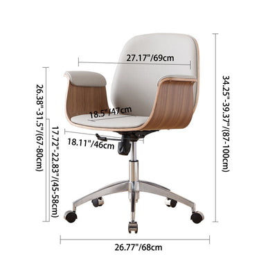 Zeitgenössischer Luxus-Mikrofaserleder-Schreibtischstuhl mit Holzmaserung, höhenverstellbar, drehbar, Rückenlehne und Armlehne für das Home-Office 