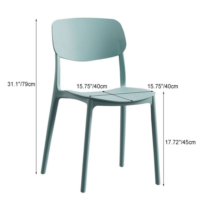 Chaise de salle à manger empilable carrée en plastique macaron nordique contemporain avec dossier ouvert pour salle à manger 