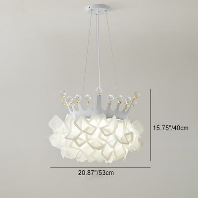 Zeitgenössische kreative Hardware Crown Decor PVC Petal Shade LED Pendelleuchte für Wohnzimmer 