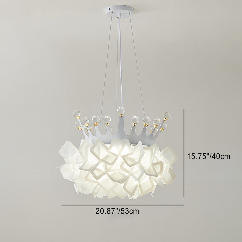 Zeitgenössische kreative Hardware Crown Decor PVC Petal Shade LED Pendelleuchte für Wohnzimmer 