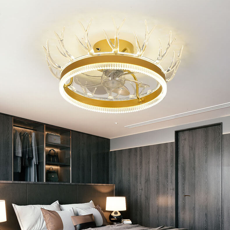 Modern Circle Ring LED Halbbündige Deckenventilatorleuchte 