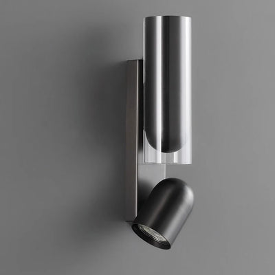 Moderne minimalistische drehbare Zylinder Metall Glas 2-Licht Wandleuchte Lampe für Schlafzimmer 