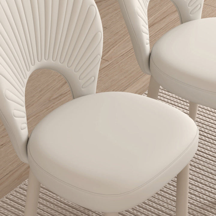 Moderner minimalistischer gebogener halbrunder quadratischer PU-Leder-Eisen-Esszimmerstuhl ohne Armlehne für das Esszimmer 